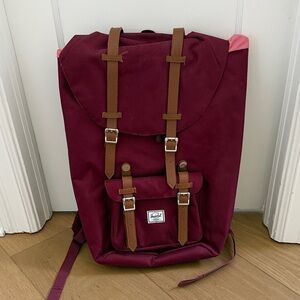 Herschel Supply Company Maroon Backpack with Tan Straps